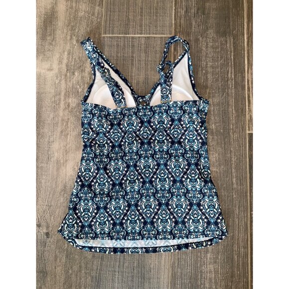Kona Sol Women's Blue Print Tankini Top size Medium - Picture 5 of 6